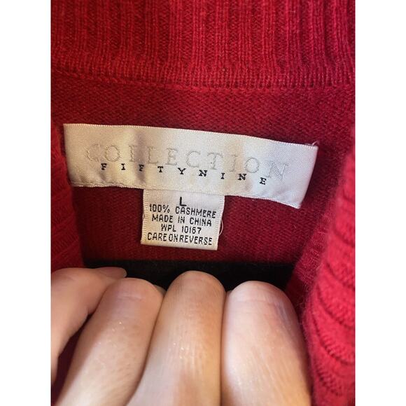 100% Cashmere Sweater Womens Large Red Pullover Turtleneck Career Church Office - Picture 4 of 6